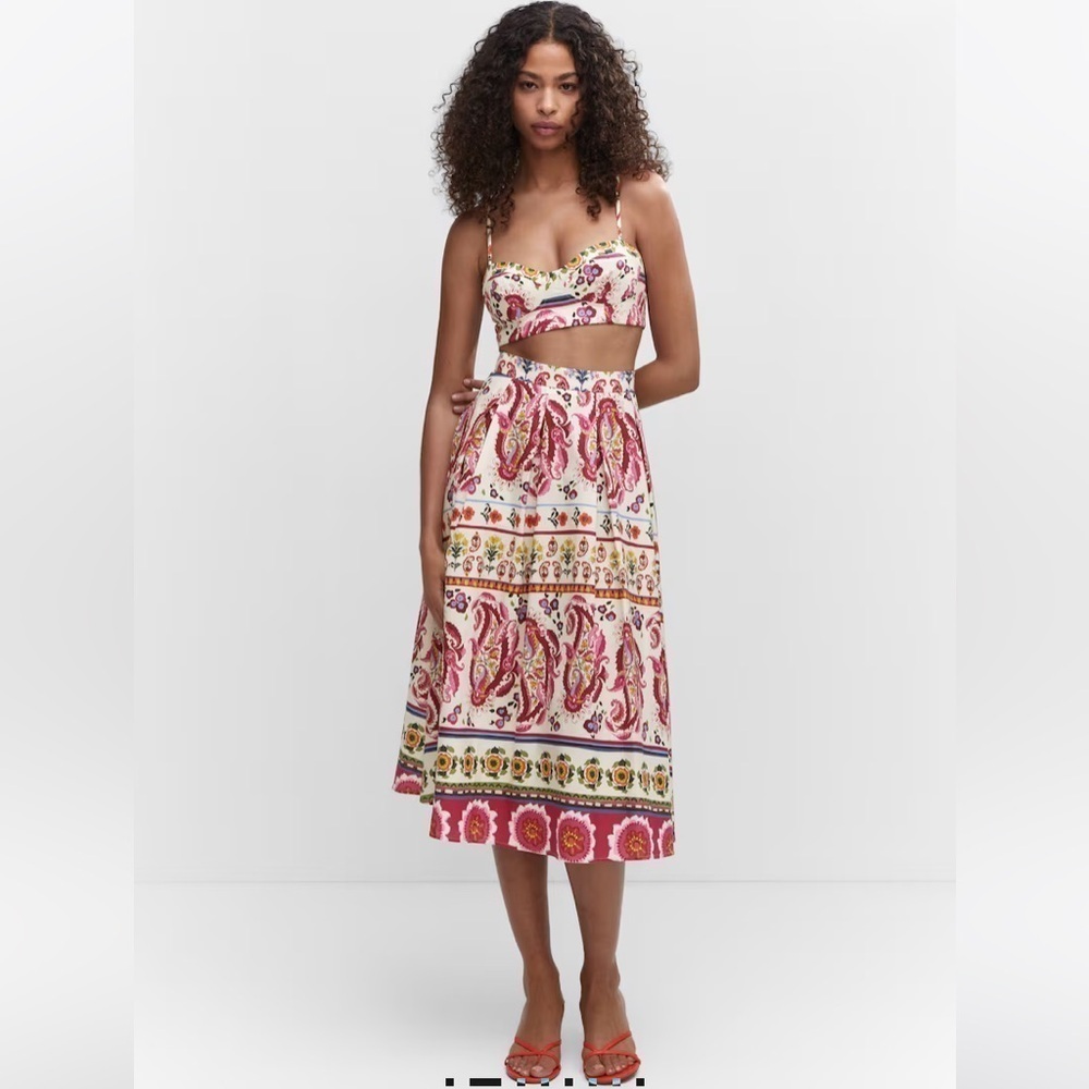 Caroline Constas NWT Linen Floral Printed Long Midi Skirt Size XS - Picture 14 of 15